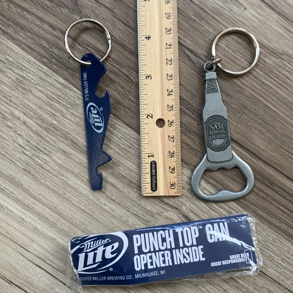 Samuel Adams Miller Lite Keychain Beer Bottle Can Opener Key Chain